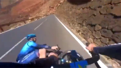 On-board with Lutsenko during scary downhill crash with team-mate