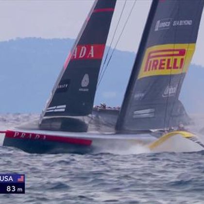 Luna Rossa's boat takes damage against American Magic
