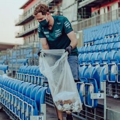 Kampf dem Müll: Vettel räumt Tribüne nach Silverstone-Rennen auf