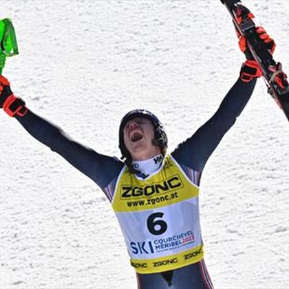 Kristoffersen beats history-maker Ginnis in thrilling men's slalom at World Champs