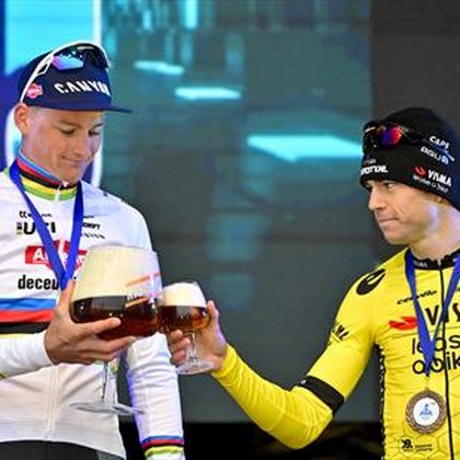 Van der Poel gives his winning beer to delighted fan