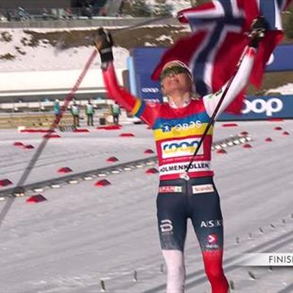 Therese Johaug se emociona tras ganar la última carrera de su legendaria trayectoria