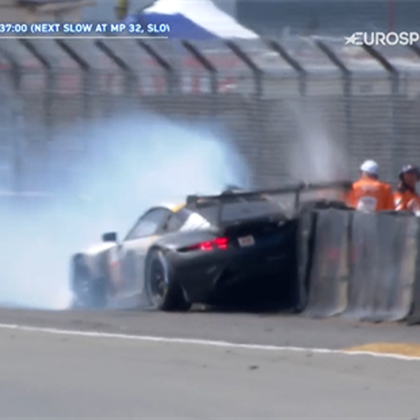 'Wow!' - Fassbender loses car in Porsche Curves, careers backwards into barrier