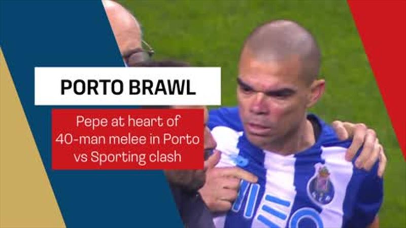 More than 100 on pitch after Pepe incident sparks brawl