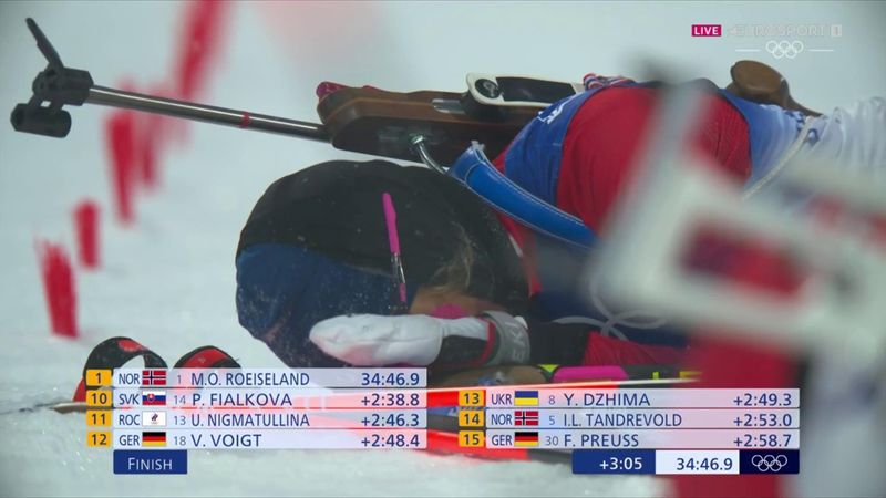 'Absolutely exhausted' - Tandrevold collapses but crosses finish line in biathlon