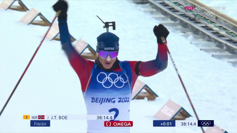 Watch Thingnes Boe take fourth gold medal with biathlon brilliance