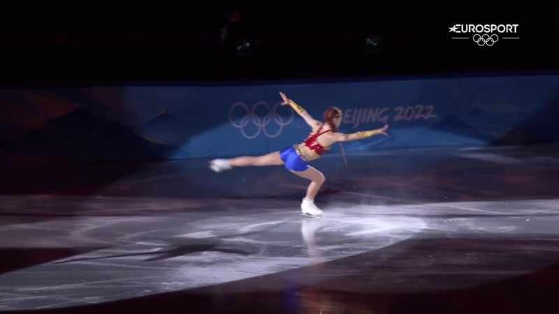 She's back on the ice! Watch Trusova dazzle as Wonder Woman in figure skating gala