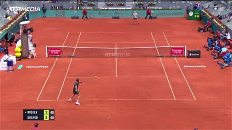 Rublev survives battle against wild card Draper in Madrid Open