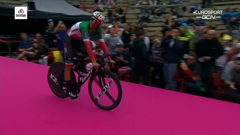 'I love this bit' - Sobrero gets pink carpet treatment after destroying time trial