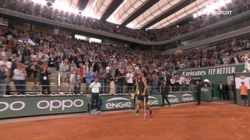 'Horrible to see' - Zverev hobbles off court on crutches as Nadal and crowd applaud