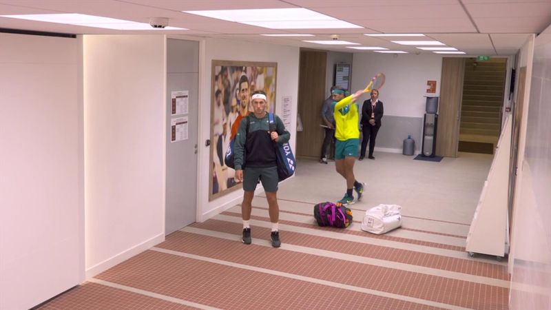 Der "Walk On Court": Ruud schüchtern, Nadal aggressiv