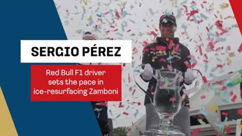 ‘It’s quite fast’ - Perez took victory in ice-resurfacing Zamboni race ahead of the Canadian GP