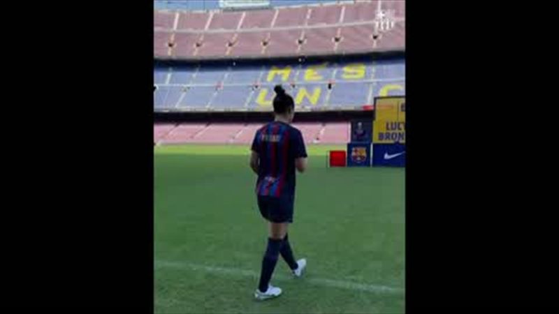 Lucy Bronze is unveiled as Barca player after leaving Man City