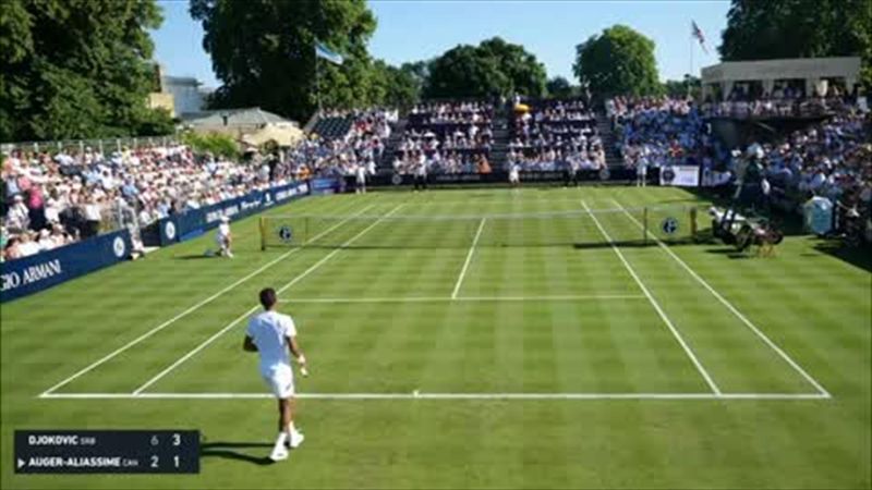 Highlights: Djokovic claims first grass season win over Auger-Aliassime at Hurlingham