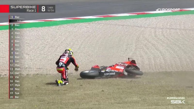 'He's down!' - Bautista's race ends with shock crash at Donington Park