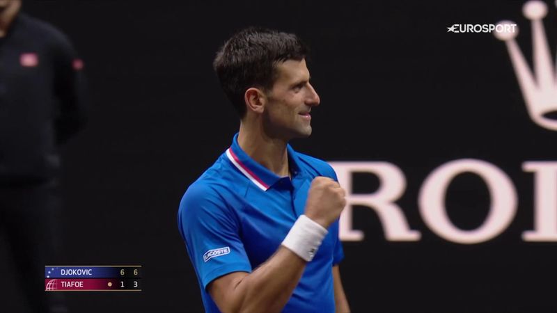 Watch the moment Djokovic clinches emphatic victory over Tiafoe