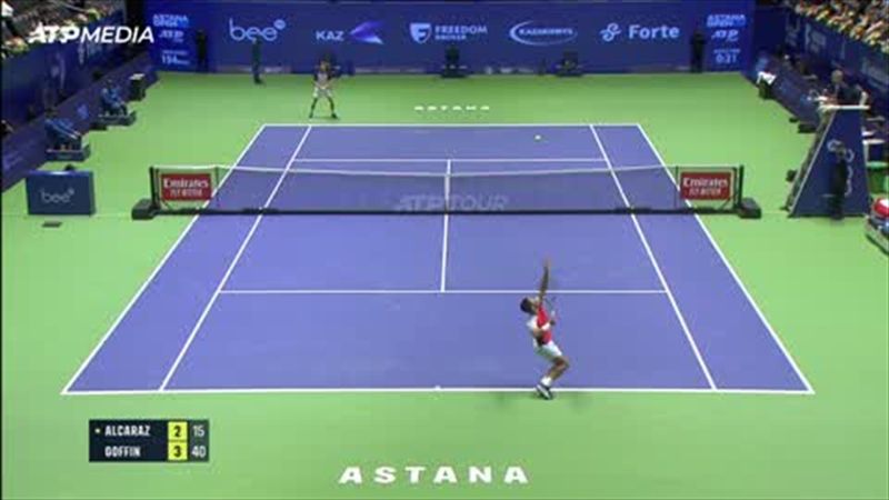 Highlights: Goffin upsets Alcaraz in Astana as US Open champion makes ATP Tour return