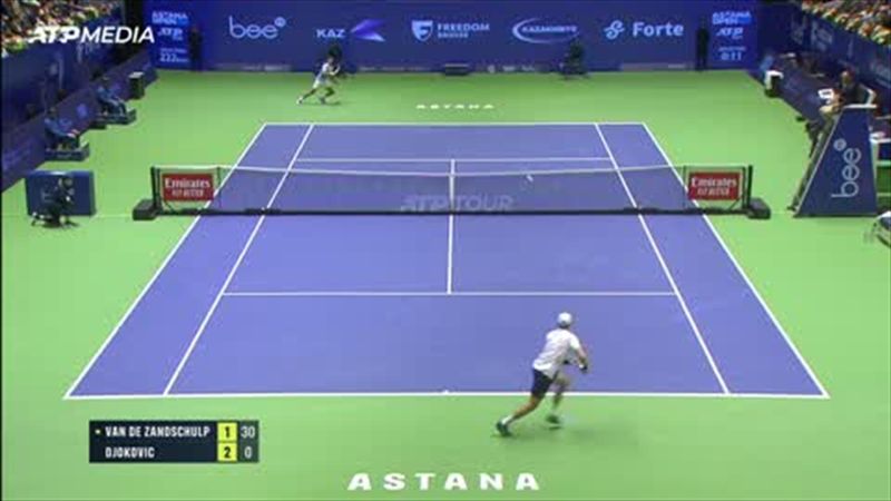 Highlights: Djokovic into Astana quarter-finals after win over Van de Zandschulp