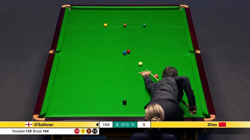 Watch as O'Sullivan races to stunning century against Zhou at UK Championship