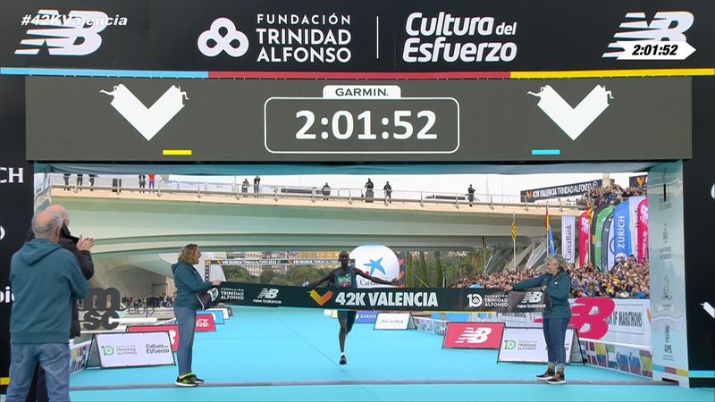 Kiptum crossed the line to win Valencia marathon