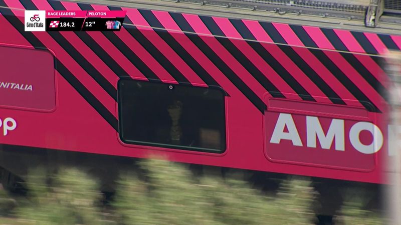 Helicopter captures Giro trophy speeding along in train window