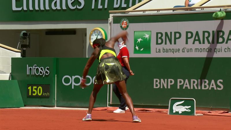 'Oops' - Gauff destroys racket after double fault