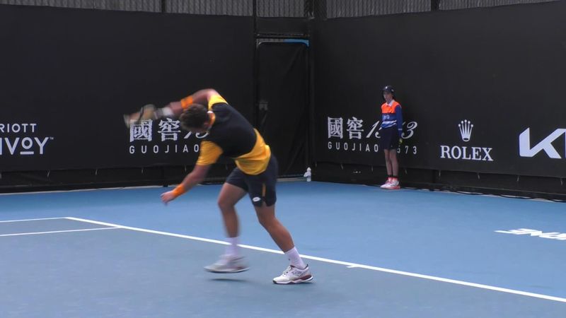 Carballes Baena furiously breaks and hurls racquet after losing in Melbourne