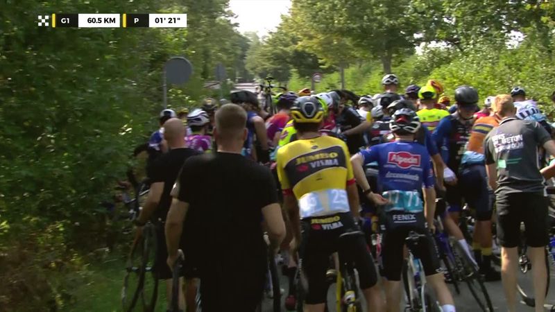Crash on narrow lane halts half the peloton in major pile-up at the Tour of Denmark