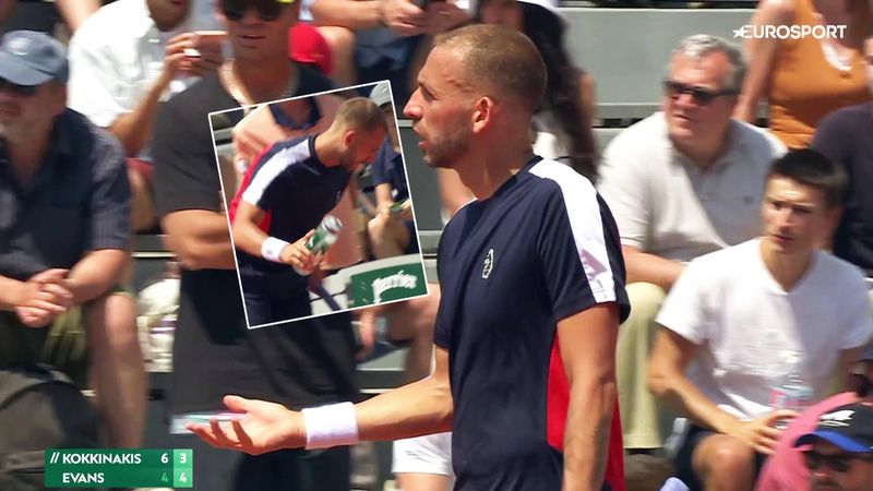 Evans throws bottle and racquet in frustration, gets code violation after rant