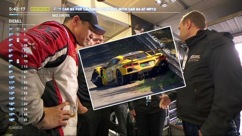 Watch as Perrodo walks over to apologise to Corvette 64 team after Le Mans crash