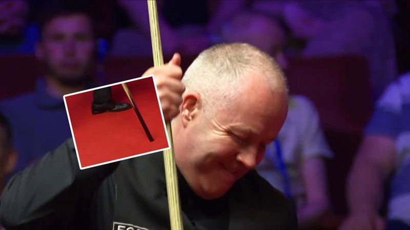 Watch shock moment Higgins whacks snooker cue on ground in anger