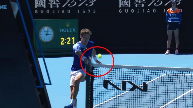 Have you seen this before? Carreno Busta wins point from opponent's side of net
