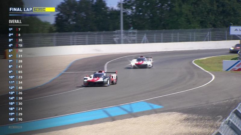 24 uur Le Mans | Winnaar Toyota wordt afgevlagd en het gaat maar net goed aan de finish