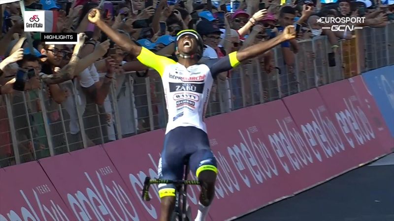 Watch the moment Girmay became first Black African to win Grand Tour stage