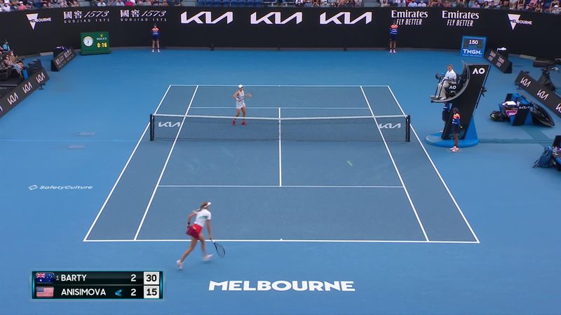 'Oh yes' - Barty shows incredible recovery skills to win unlikely point