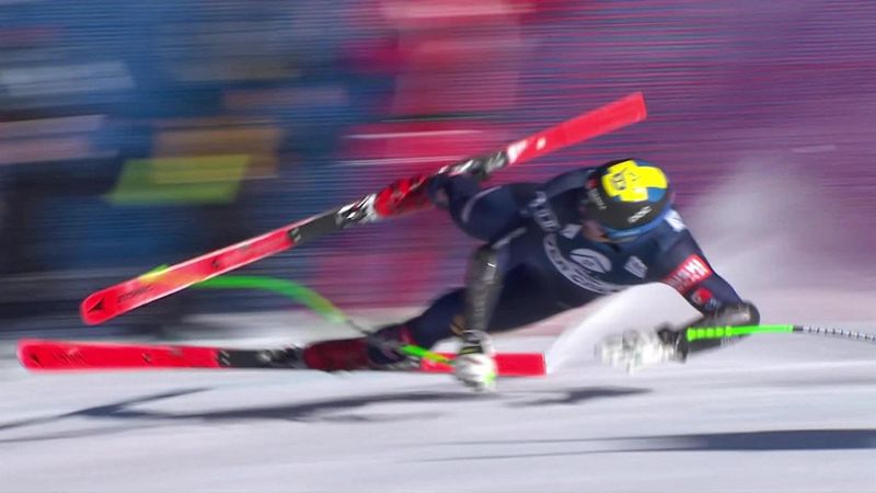 Шведский горнолыжник ошибся и пересек финиш лежа на спине