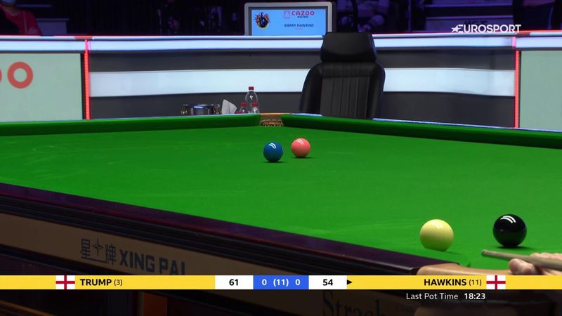 'A sweet bit of cueing' Hawkins sinks fantastic blue and takes first frame against Trump
