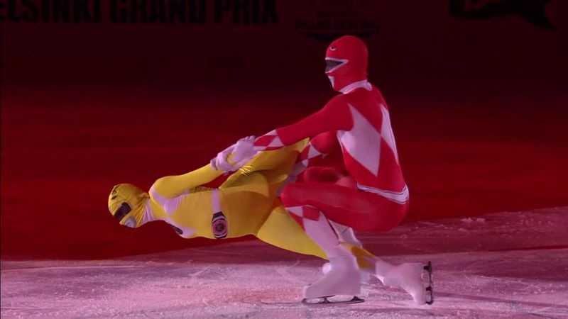 Go Go Power Rangers - Popova and Mozgov dazzle with themed performance