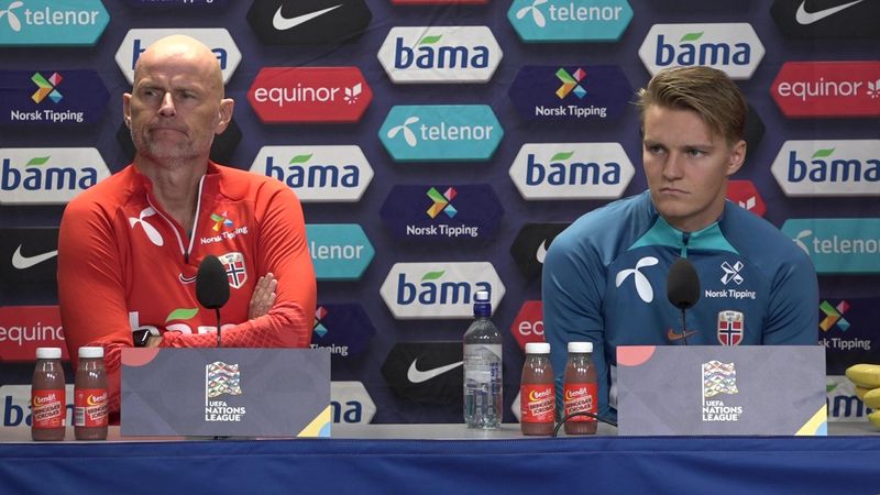 Se pressekonferansen med Solbakken og Ødegaard dagen før Serbia-kampen