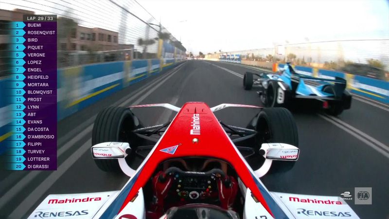 Formula E, Marrakech: El gran adelantamiento de Rosenqvist a Buemi a cuatro vueltas del final