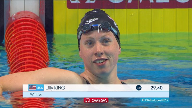 Lilly King da sogno, suo l'oro dei 50 metri rana con record del mondo
