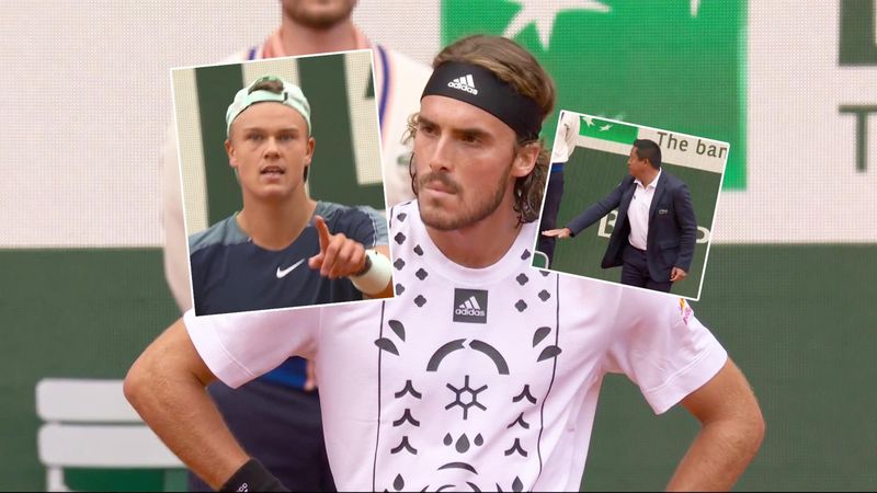 'No!' - Watch as Tsitsipas and Rune argue about controversial umpire decision