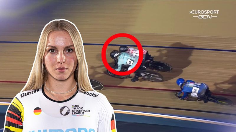 ‘Contact!’ – Hinze and Genest collide and crash in keirin