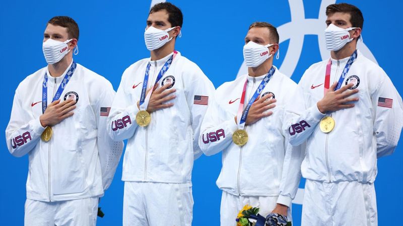 Tokyo 2020 - Swimmimg - Men's 4x100m medley finish  - Tokyo 2020 - Olimpiyatların Önemli Anları