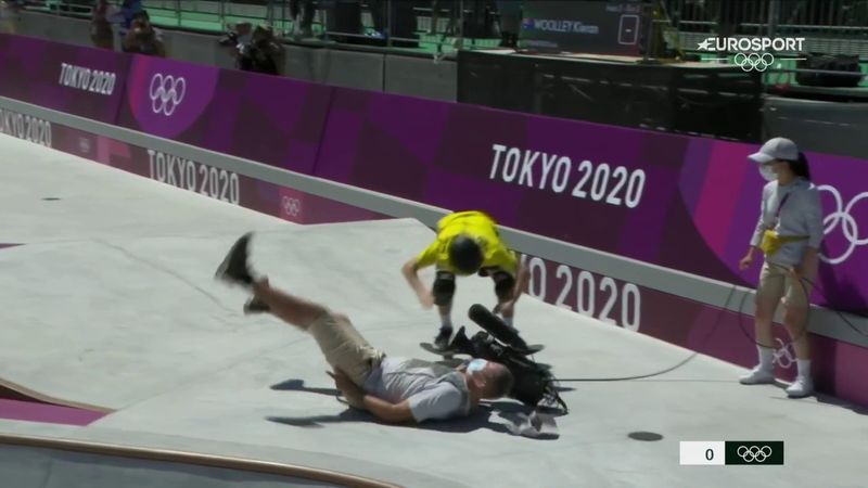 Ouch! Skateboarder wipes out cameraman in wild incident