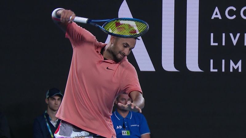 Furious Kyrgios destroys racket after miss