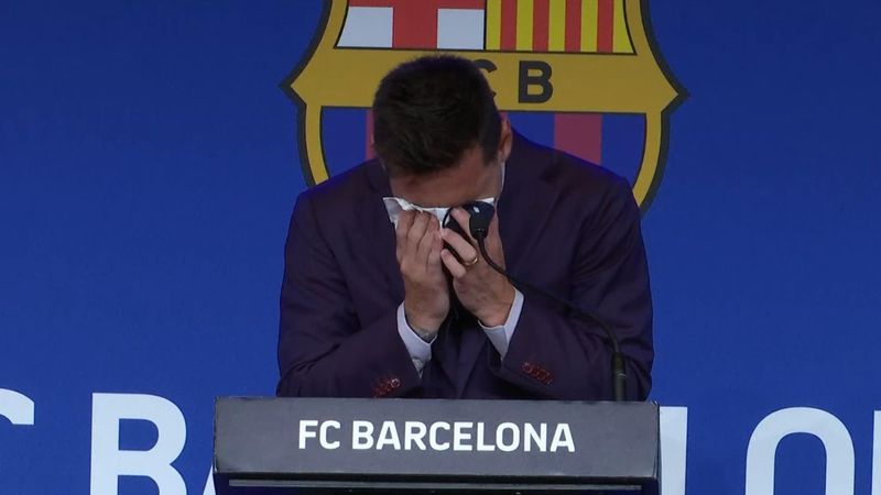 Messi breaks down in tears as he announces Barcelona departure