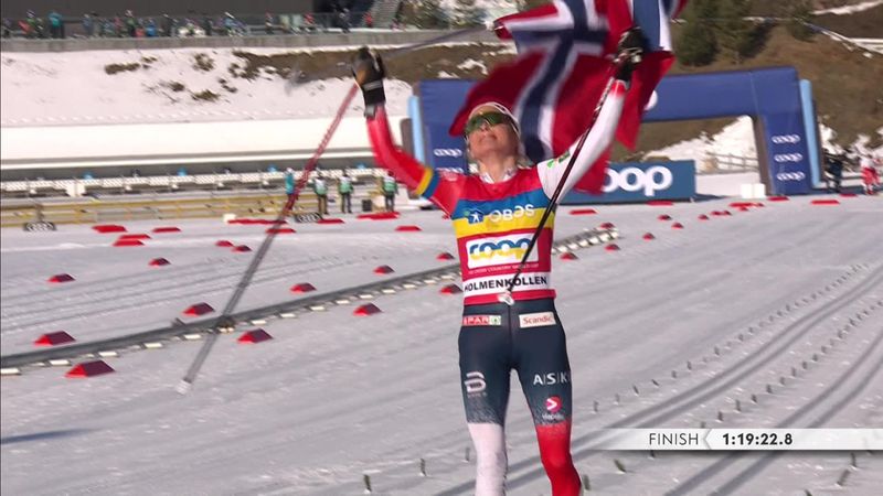 Oslo | Volgepakt Holmenkollen zwaait winnares Johaug uit na 30 kilometer massastart