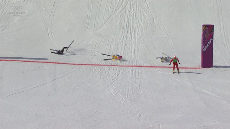 Three-way photo finish in Olympic men's ski cross at Sochi 2014