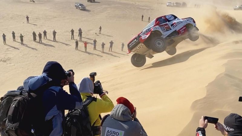 Fernando Alonso rolls car in spectacular dune crash at Dakar